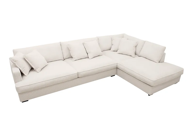 Rossita Lyx 4-seters Høyrevendt L-formet Extra Dyp Sjeselongsofa i Manchester - Offwhite - Møbler - Sofaer - Sofaer med sjeselong - 4 seters sofa med divan