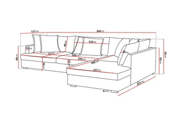 Rossita Lyx 4-seters Høyrevendt L-formet Extra Dyp Sjeselongsofa i Manchester - Offwhite - Møbler - Sofaer - Sofaer med sjeselong - 4 seters sofa med divan
