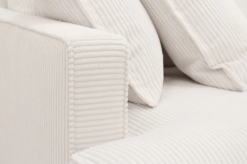 Rossita Lyx 4-seters Høyrevendt L-formet Extra Dyp Sjeselongsofa i Manchester - Offwhite - Møbler - Sofaer - Sofaer med sjeselong - 4 seters sofa med divan