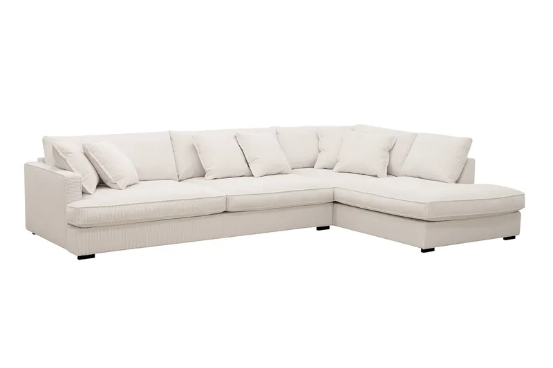 Rossita Lyx 4-seters Høyrevendt L-formet Extra Dyp Sjeselongsofa i Manchester - Offwhite - Møbler - Sofaer - Sofaer med sjeselong - 4 seters sofa med divan