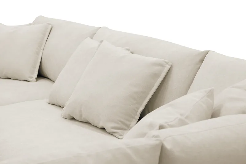 Rossita Lyx 4-seters Høyrevendt L-formet Extra Dyp Sjeselongsofa i Stoff - Beige Stoff - Møbler - Sofaer - Sofaer med sjeselong - 4 seters sofa med divan