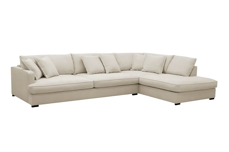 Rossita Lyx 4-seters Høyrevendt L-formet Extra Dyp Sjeselongsofa i Stoff - Beige Stoff - Møbler - Sofaer - Sofaer med sjeselong - 4 seters sofa med divan