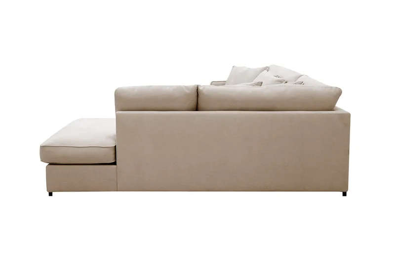 Rossita Lyx 4-seters Høyrevendt L-formet Extra Dyp Sjeselongsofa i Stoff - Beige Stoff - Møbler - Sofaer - Sofaer med sjeselong - 4 seters sofa med divan