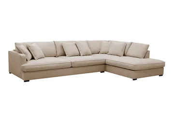 Rossita Lyx 4-seters Høyrevendt L-formet Extra Dyp Sjeselongsofa i Stoff - Beige Stoff - Møbler - Sofaer - Sofaer med sjeselong - 4 seters sofa med divan