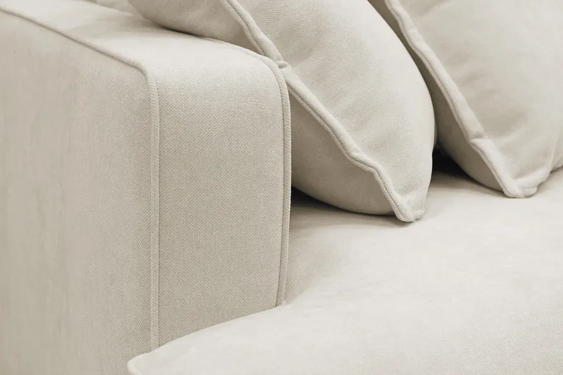 Rossita Lyx 4-seters Høyrevendt L-formet Extra Dyp Sjeselongsofa i Stoff - Beige Stoff - Møbler - Sofaer - Sofaer med sjeselong - 4 seters sofa med divan