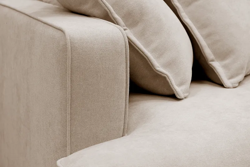 Rossita Lyx 4-seters Høyrevendt L-formet Extra Dyp Sjeselongsofa i Stoff - Beige Stoff - Møbler - Sofaer - Sofaer med sjeselong - 4 seters sofa med divan