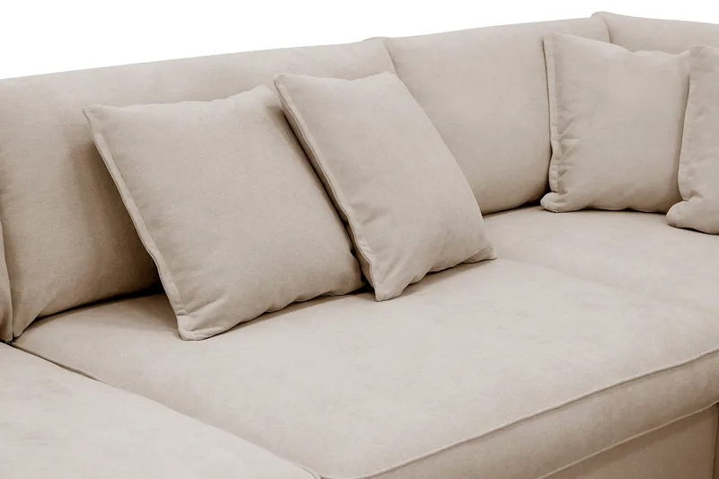 Rossita Lyx 4-seters Høyrevendt L-formet Extra Dyp Sjeselongsofa i Stoff - Beige Stoff - Møbler - Sofaer - Sofaer med sjeselong - 4 seters sofa med divan