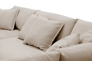 Rossita Lyx 4-seters Høyrevendt L-formet Extra Dyp Sjeselongsofa i Stoff - Beige Stoff - Møbler - Sofaer - Sofaer med sjeselong - 4 seters sofa med divan