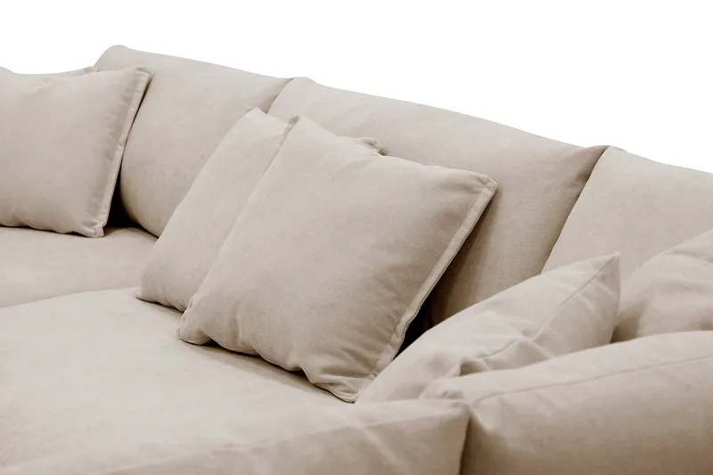 Rossita Lyx 4-seters Høyrevendt L-formet Extra Dyp Sjeselongsofa i Stoff - Beige Stoff - Møbler - Sofaer - Sofaer med sjeselong - 4 seters sofa med divan