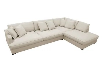 Rossita Lyx 4-seters Høyrevendt L-formet Extra Dyp Sjeselongsofa i Stoff - Beige Stoff - Møbler - Sofaer - Sofaer med sjeselong - 4 seters sofa med divan