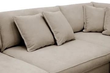 Rossita Lyx 4-seters Høyrevendt L-formet Extra Dyp Sjeselongsofa i Stoff - Brun Stoff - Møbler - Sofaer - Sofaer med sjeselong - 4 seters sofa med divan