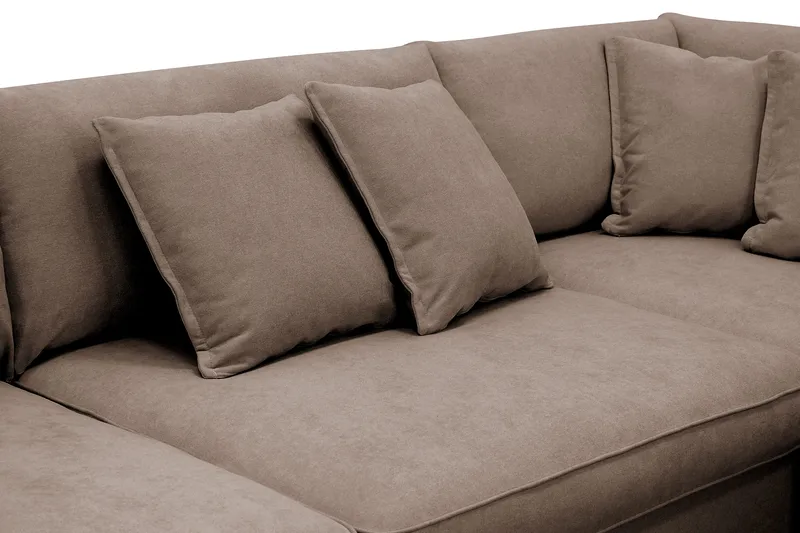 Rossita Lyx 4-seters Høyrevendt L-formet Extra Dyp Sjeselongsofa i Stoff - Brun Stoff - Møbler - Sofaer - Sofaer med sjeselong - 4 seters sofa med divan