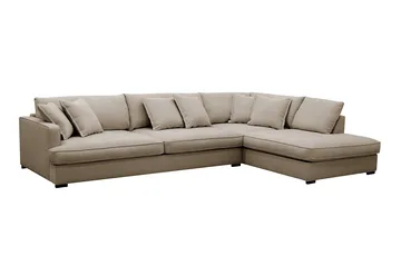 Rossita Lyx 4-seters Høyrevendt L-formet Extra Dyp Sjeselongsofa i Stoff - Brun Stoff - Møbler - Sofaer - Sofaer med sjeselong - 4 seters sofa med divan