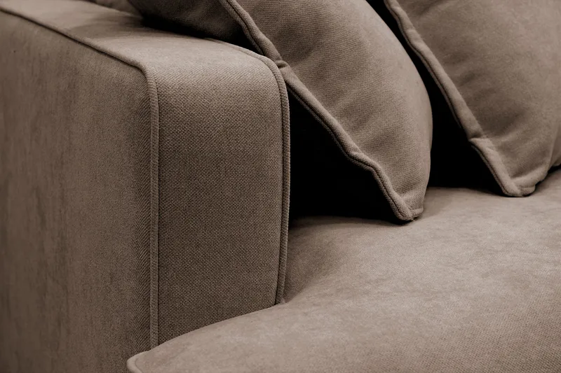 Rossita Lyx 4-seters Høyrevendt L-formet Extra Dyp Sjeselongsofa i Stoff - Brun Stoff - Møbler - Sofaer - Sofaer med sjeselong - 4 seters sofa med divan