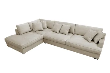 Rossita Lyx 4-seters Venstrevendt L-formet Extra Dyp Sjeselongsofa i Chenille - Beige Chenille - Møbler - Sofaer - Sofaer med sjeselong - 4 seters sofa med divan