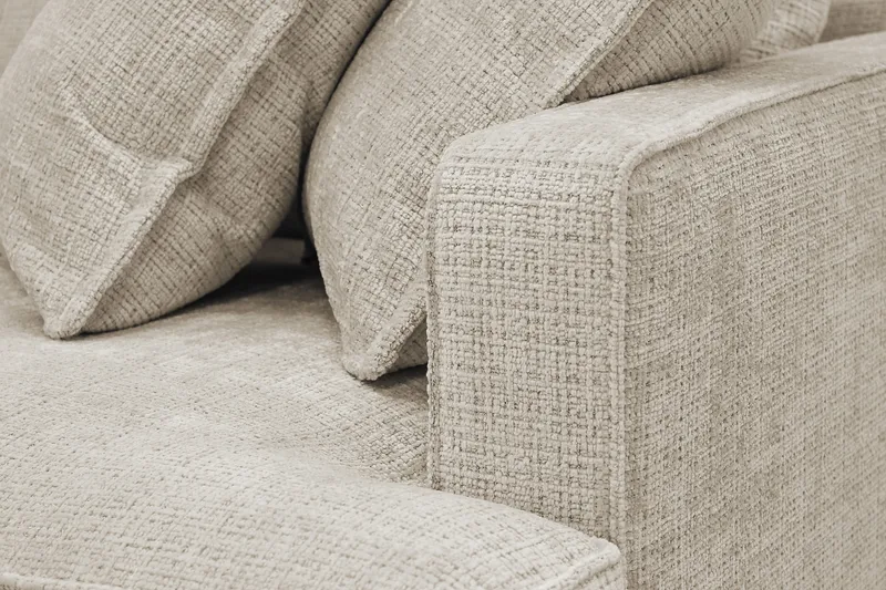 Rossita Lyx 4-seters Venstrevendt L-formet Extra Dyp Sjeselongsofa i Chenille - Beige Chenille - Møbler - Sofaer - Sofaer med sjeselong - 4 seters sofa med divan