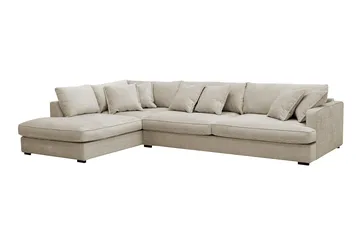 Rossita Lyx 4-seters Venstrevendt L-formet Extra Dyp Sjeselongsofa i Chenille - Beige Chenille - Møbler - Sofaer - Sofaer med sjeselong - 4 seters sofa med divan