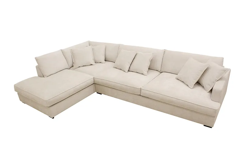 Rossita Lyx 4-seters Venstrevendt L-formet Extra Dyp Sjeselongsofa i Chenille - Beige Chenille - Møbler - Sofaer - Sofaer med sjeselong - 4 seters sofa med divan