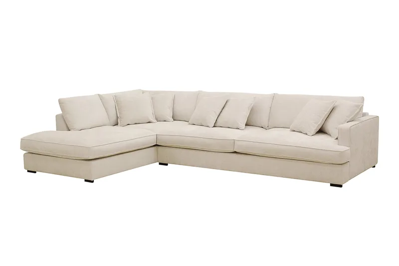 Rossita Lyx 4-seters Venstrevendt L-formet Extra Dyp Sjeselongsofa i Chenille - Beige Chenille - Møbler - Sofaer - Sofaer med sjeselong - 4 seters sofa med divan