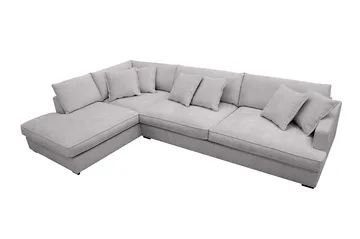 Rossita Lyx 4-seters Venstrevendt L-formet Extra Dyp Sjeselongsofa i Chenille - Grå Chenille - Møbler - Sofaer - Sofaer med sjeselong - 4 seters sofa med divan