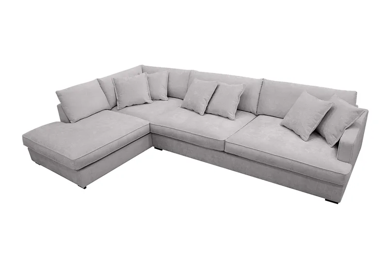 Rossita Lyx 4-seters Venstrevendt L-formet Extra Dyp Sjeselongsofa i Chenille - Grå Chenille - Møbler - Sofaer - Sofaer med sjeselong - 4 seters sofa med divan