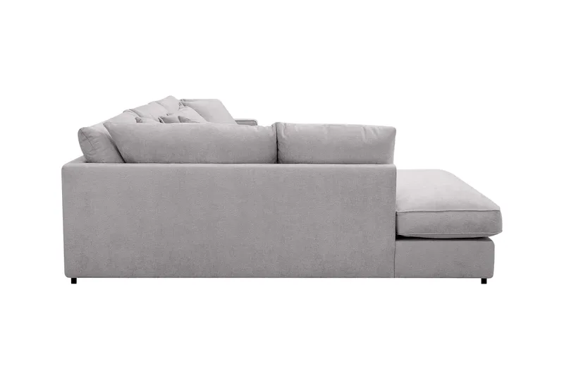 Rossita Lyx 4-seters Venstrevendt L-formet Extra Dyp Sjeselongsofa i Chenille - Grå Chenille - Møbler - Sofaer - Sofaer med sjeselong - 4 seters sofa med divan