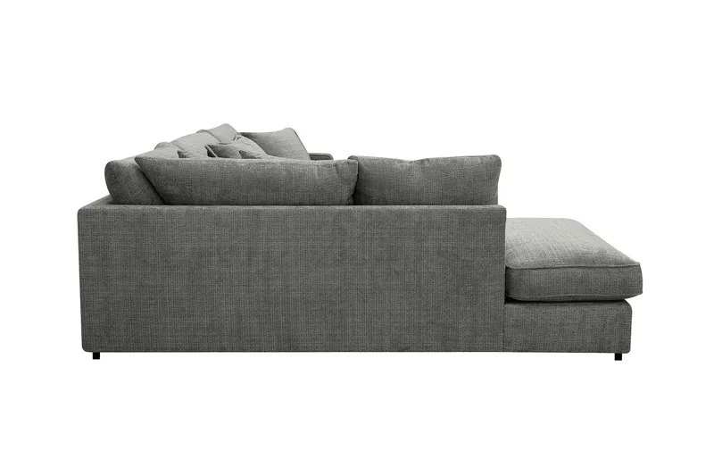 Rossita Lyx 4-seters Venstrevendt L-formet Extra Dyp Sjeselongsofa i Chenille - Grå Chenille - Møbler - Sofaer - Sofaer med sjeselong - 4 seters sofa med divan