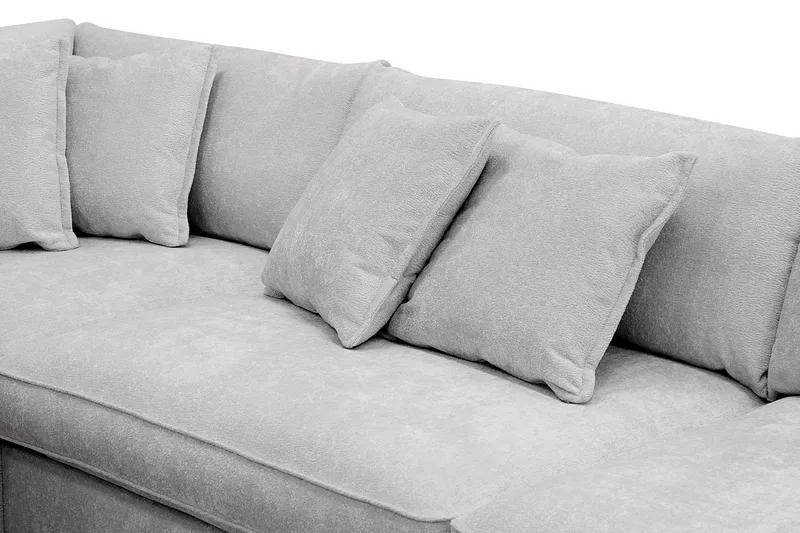 Rossita Lyx 4-seters Venstrevendt L-formet Extra Dyp Sjeselongsofa i Chenille - Grå Chenille - Møbler - Sofaer - Sofaer med sjeselong - 4 seters sofa med divan