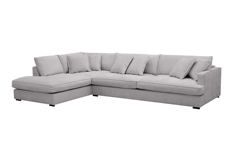 Rossita Lyx 4-seters Venstrevendt L-formet Extra Dyp Sjeselongsofa i Chenille - Grå Chenille - Møbler - Sofaer - Sofaer med sjeselong - 4 seters sofa med divan