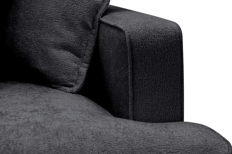 Rossita Lyx 4-seters Venstrevendt L-formet Extra Dyp Sjeselongsofa i Chenille - Svart Chenille - Møbler - Sofaer - Sofaer med sjeselong - 4 seters sofa med divan
