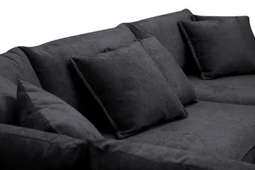 Rossita Lyx 4-seters Venstrevendt L-formet Extra Dyp Sjeselongsofa i Chenille - Svart Chenille - Møbler - Sofaer - Sofaer med sjeselong - 4 seters sofa med divan