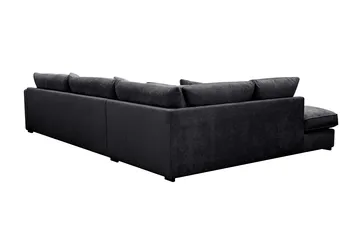 Rossita Lyx 4-seters Venstrevendt L-formet Extra Dyp Sjeselongsofa i Chenille - Svart Chenille - Møbler - Sofaer - Sofaer med sjeselong - 4 seters sofa med divan