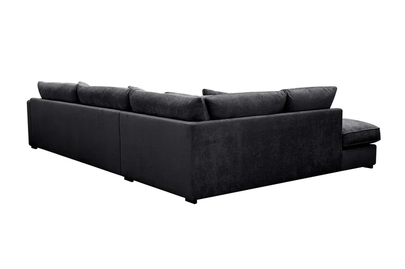 Rossita Lyx 4-seters Venstrevendt L-formet Extra Dyp Sjeselongsofa i Chenille - Svart Chenille - Møbler - Sofaer - Sofaer med sjeselong - 4 seters sofa med divan