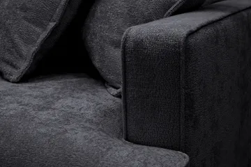 Rossita Lyx 4-seters Venstrevendt L-formet Extra Dyp Sjeselongsofa i Chenille - Svart Chenille - Møbler - Sofaer - Sofaer med sjeselong - 4 seters sofa med divan