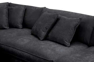 Rossita Lyx 4-seters Venstrevendt L-formet Extra Dyp Sjeselongsofa i Chenille - Svart Chenille - Møbler - Sofaer - Sofaer med sjeselong - 4 seters sofa med divan