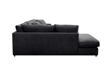 Rossita Lyx 4-seters Venstrevendt L-formet Extra Dyp Sjeselongsofa i Chenille - Svart Chenille - Møbler - Sofaer - Sofaer med sjeselong - 4 seters sofa med divan
