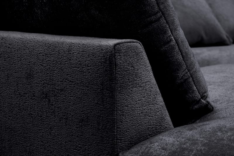 Rossita Lyx 4-seters Venstrevendt L-formet Extra Dyp Sjeselongsofa i Chenille - Svart Chenille - Møbler - Sofaer - Sofaer med sjeselong - 4 seters sofa med divan