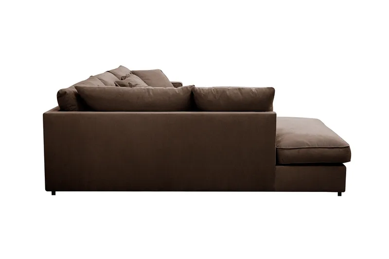 Rossita Lyx 4-seters Venstrevendt L-formet Extra Dyp Sjeselongsofa i Manchester - Brun Kordfløyel - Møbler - Sofaer - Sofaer med sjeselong - 4 seters sofa med divan