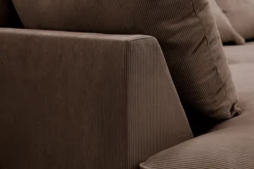 Rossita Lyx 4-seters Venstrevendt L-formet Extra Dyp Sjeselongsofa i Manchester - Brun Kordfløyel - Møbler - Sofaer - Sofaer med sjeselong - 4 seters sofa med divan