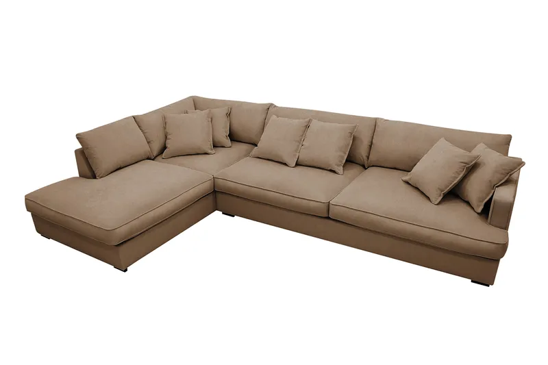 Rossita Lyx 4-seters Venstrevendt L-formet Extra Dyp Sjeselongsofa i Manchester - Brun Kordfløyel - Møbler - Sofaer - Sofaer med sjeselong - 4 seters sofa med divan