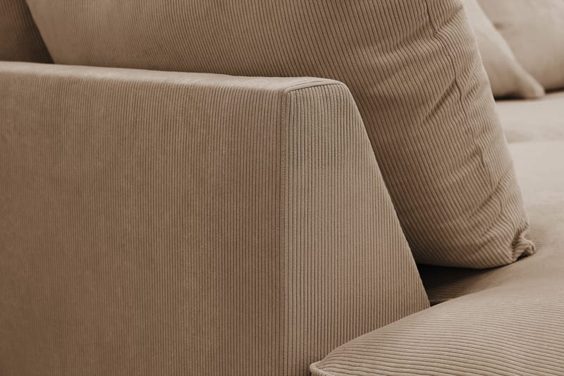 Rossita Lyx 4-seters Venstrevendt L-formet Extra Dyp Sjeselongsofa i Manchester - Brun Kordfløyel - Møbler - Sofaer - Sofaer med sjeselong - 4 seters sofa med divan