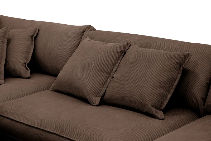 Rossita Lyx 4-seters Venstrevendt L-formet Extra Dyp Sjeselongsofa i Manchester - Brun Kordfløyel - Møbler - Sofaer - Sofaer med sjeselong - 4 seters sofa med divan