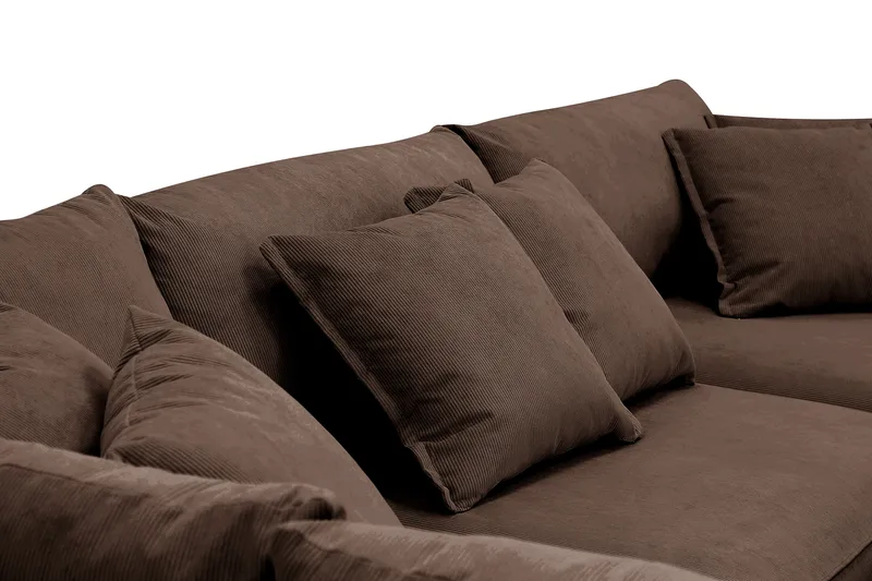 Rossita Lyx 4-seters Venstrevendt L-formet Extra Dyp Sjeselongsofa i Manchester - Brun Kordfløyel - Møbler - Sofaer - Sofaer med sjeselong - 4 seters sofa med divan