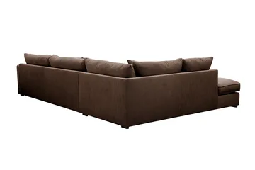Rossita Lyx 4-seters Venstrevendt L-formet Extra Dyp Sjeselongsofa i Manchester - Brun Kordfløyel - Møbler - Sofaer - Sofaer med sjeselong - 4 seters sofa med divan
