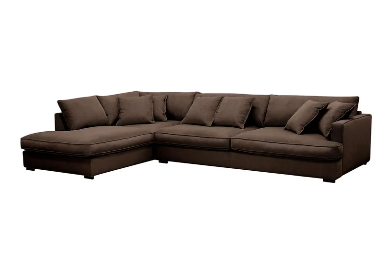 Rossita Lyx 4-seters Venstrevendt L-formet Extra Dyp Sjeselongsofa i Manchester - Brun Kordfløyel - Møbler - Sofaer - Sofaer med sjeselong - 4 seters sofa med divan