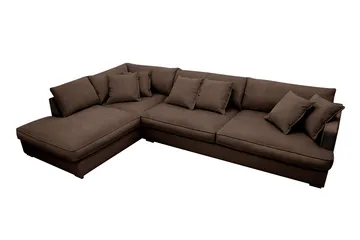 Rossita Lyx 4-seters Venstrevendt L-formet Extra Dyp Sjeselongsofa i Manchester - Brun Kordfløyel - Møbler - Sofaer - Sofaer med sjeselong - 4 seters sofa med divan