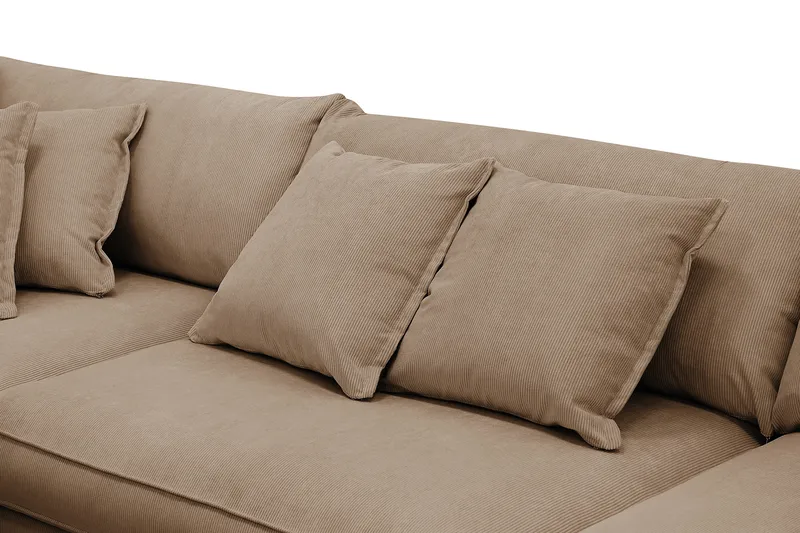 Rossita Lyx 4-seters Venstrevendt L-formet Extra Dyp Sjeselongsofa i Manchester - Brun Kordfløyel - Møbler - Sofaer - Sofaer med sjeselong - 4 seters sofa med divan