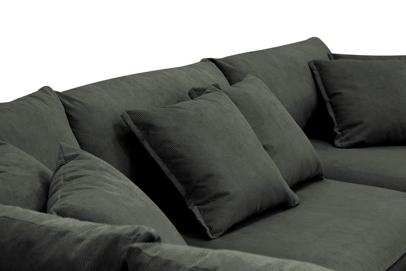 Rossita Lyx 4-seters Venstrevendt L-formet Extra Dyp Sjeselongsofa i Manchester - Mørk grønn Kordfløyel - Møbler - Sofaer - Sofaer med sjeselong - 4 seters sofa med divan