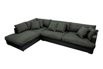Rossita Lyx 4-seters Venstrevendt L-formet Extra Dyp Sjeselongsofa i Manchester - Mørk grønn Kordfløyel - Møbler - Sofaer - Sofaer med sjeselong - 4 seters sofa med divan
