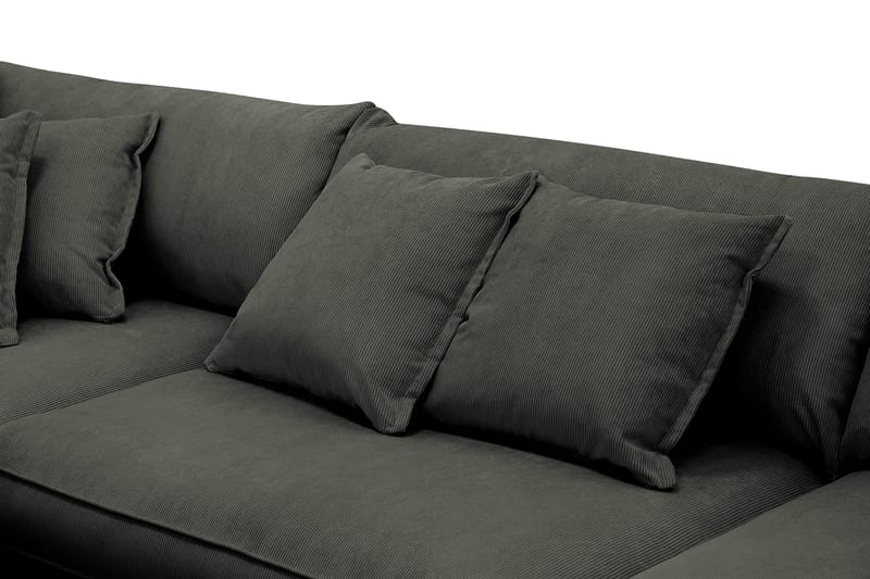 Rossita Lyx 4-seters Venstrevendt L-formet Extra Dyp Sjeselongsofa i Manchester - Mørk grønn Kordfløyel - Møbler - Sofaer - Sofaer med sjeselong - 4 seters sofa med divan